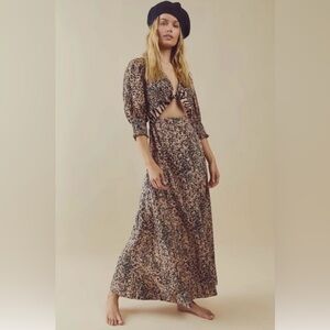 Free People String of Hearts Maxi Dress Cream Combo